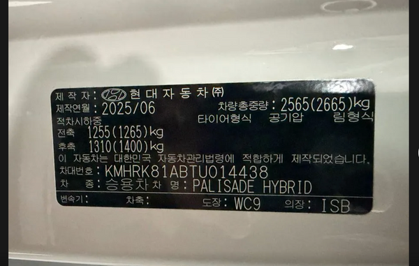 Hyundai Palisade HEV 2.5T 2WD 2025